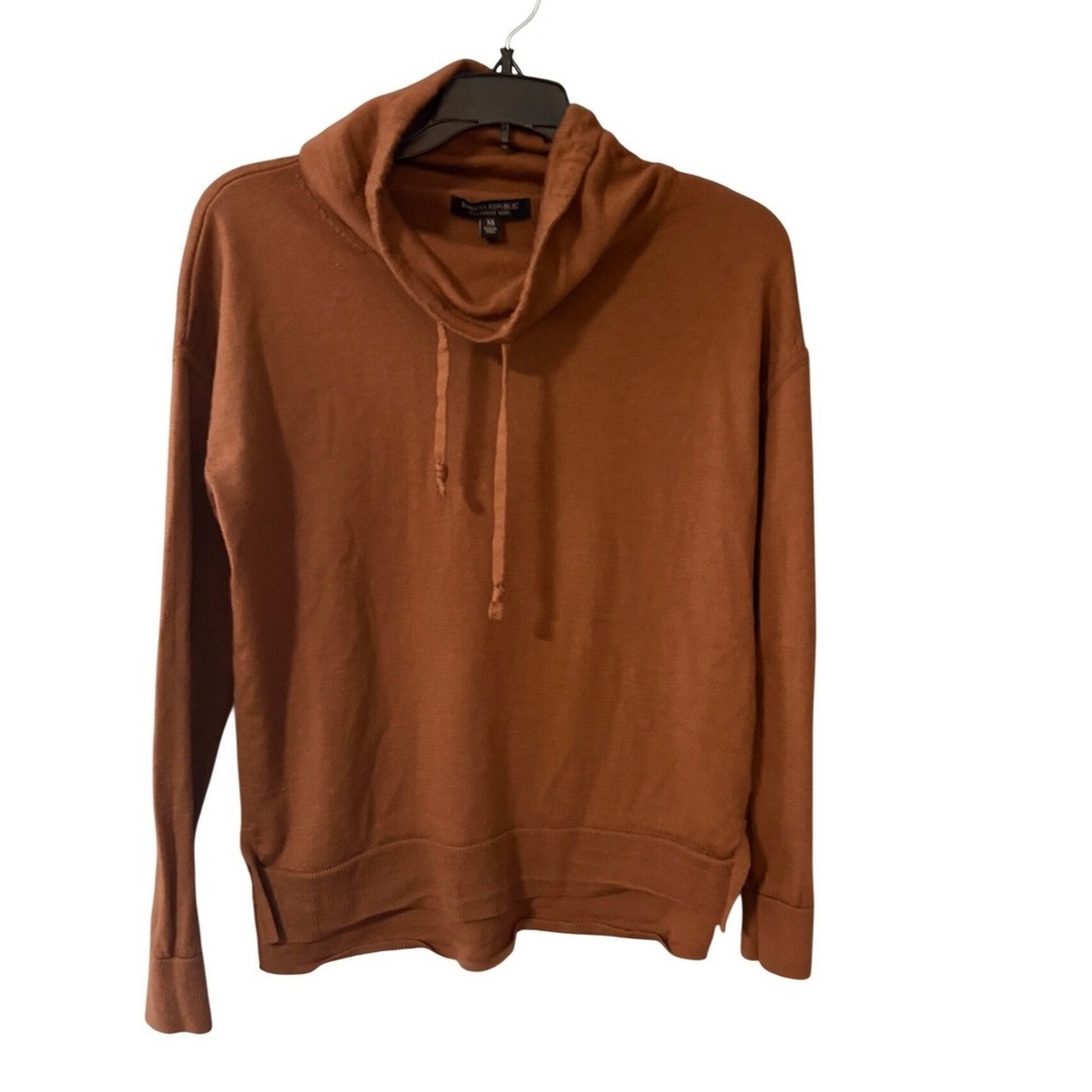 Banana Republic Womens XS Rust Brown 100% Merino Wool Cowl Neck Pullover Sweater